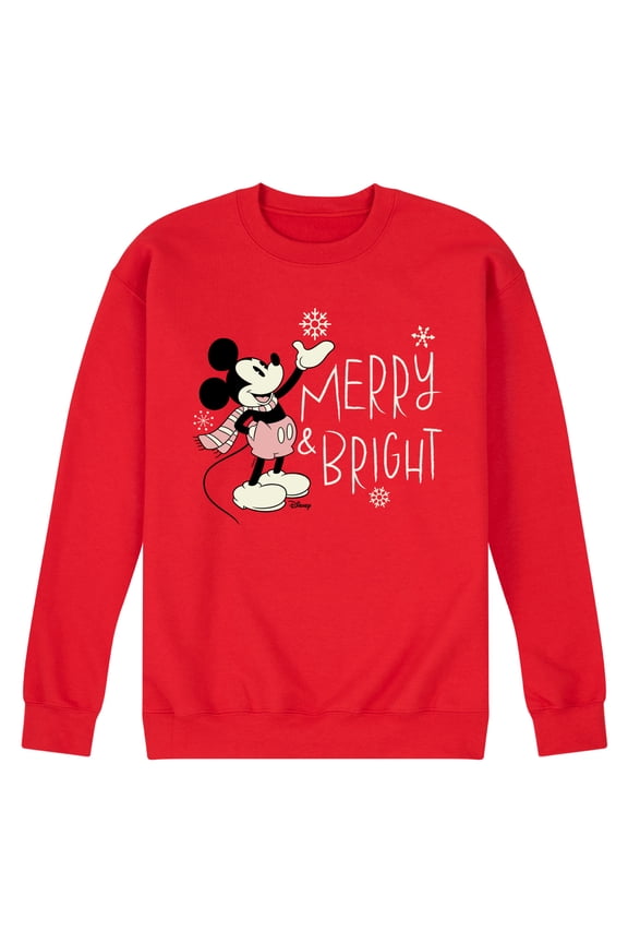 - Merry And Bright Vintage Mickey Mouse - Men's Crew Fleece Sweatshirt Sweatshirt