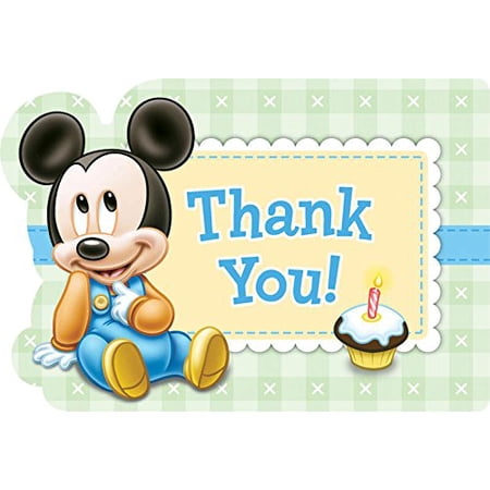 Mickey Mouse 1st Birthday Thank You Note Set w/ Envelopes (8ct)