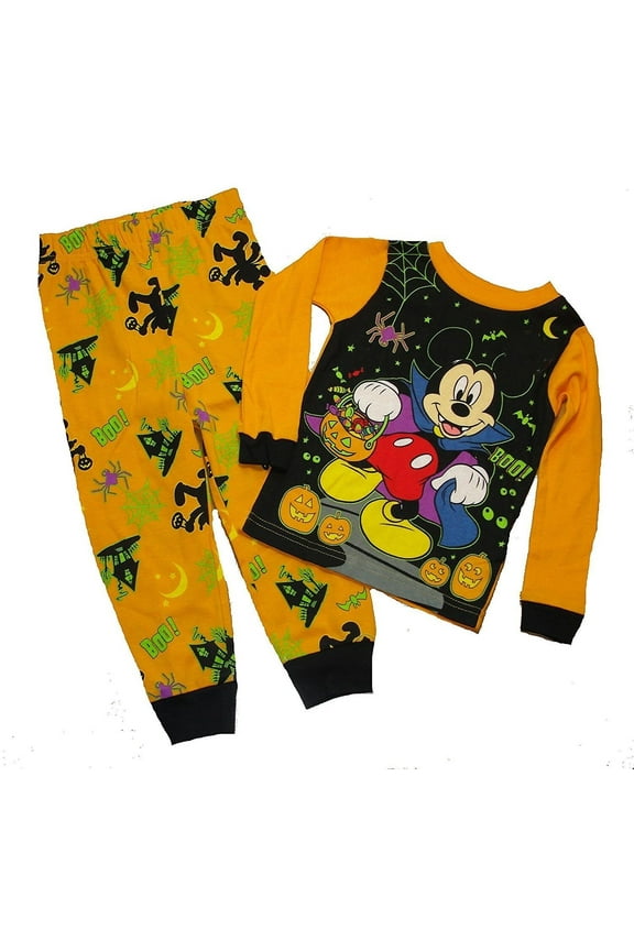 Mickey 2 PC Halloween Long Sleeve Tight Fit Cotton Pajama Set Boy Size 3T