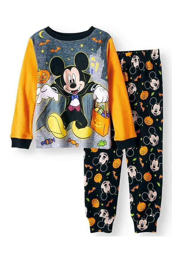 Mickey 2 PC Halloween Long Sleeve Tight Fit Cotton Pajama Set Boy Size 3T