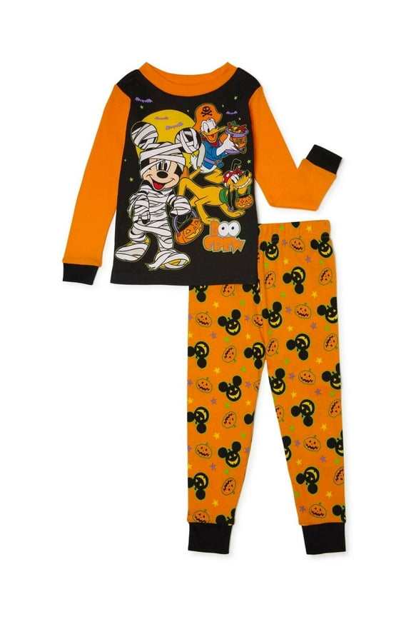 Mickey 2 PC Halloween Long Sleeve Tight Fit Cotton Pajama Set Boy Size 4T
