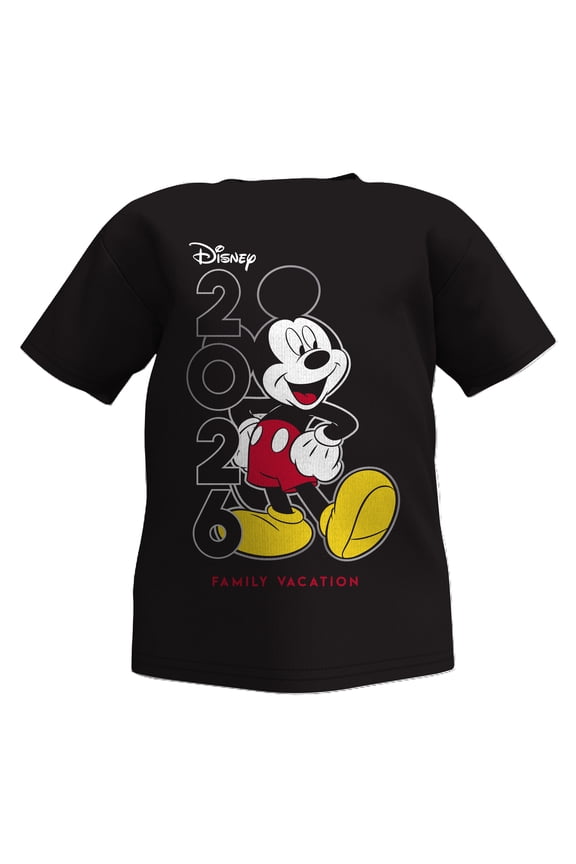 Mickey 2026 Family Vacation Toddler Tee Shirt, 2T-4T (Unisex)
