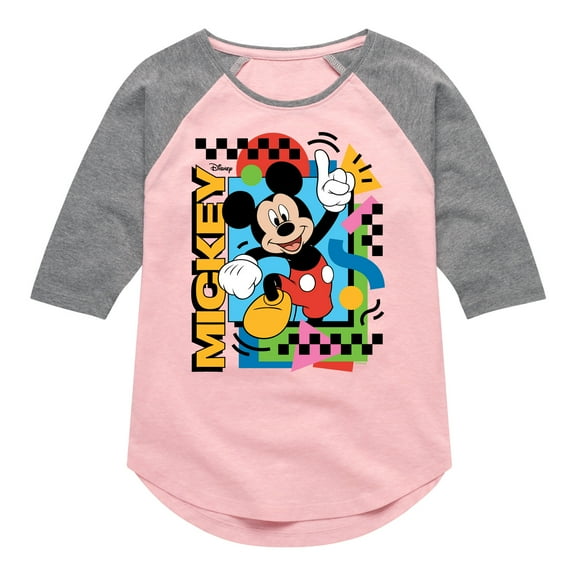 Disney - Mickey 90s Nostalgia - Toddler & Youth Girls Raglan Graphic T-Shirt