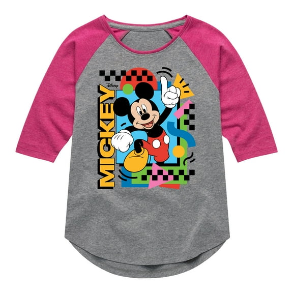 Disney - Mickey 90s Nostalgia - Toddler & Youth Girls Raglan Graphic T-Shirt
