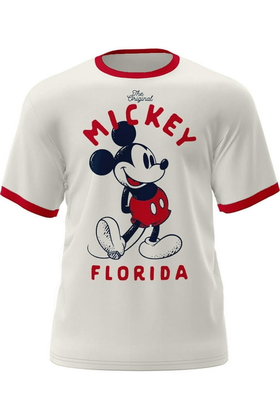 Mickey Mouse Adult Ringer Tee Shirt, XS-XL (Unisex)