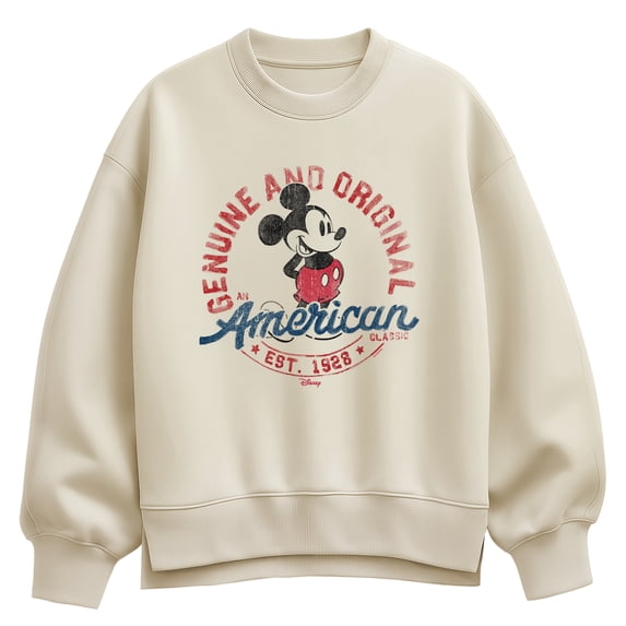 Disney - Mickey American Original - Women's Oversized Fleece Crew Sweatshirt