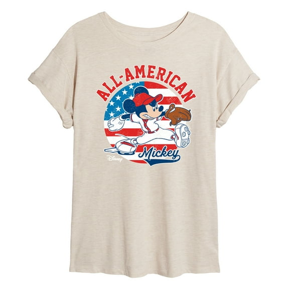 Disney - Mickey Americana Baseball - Women's Oversized T-Shirt