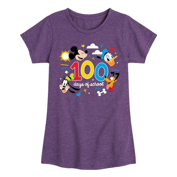 Disney - Mickey And Friends 100 Days School - Girls Toddler And Toddler And Youth Fitted Short Sleeve Graphic T-Shirt