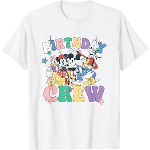 Disney Mickey And Friends Birthday Crew Vintage Birthday Gifts Group T-Shirt Unisex S To 5XL, Vintage Birthday Gift