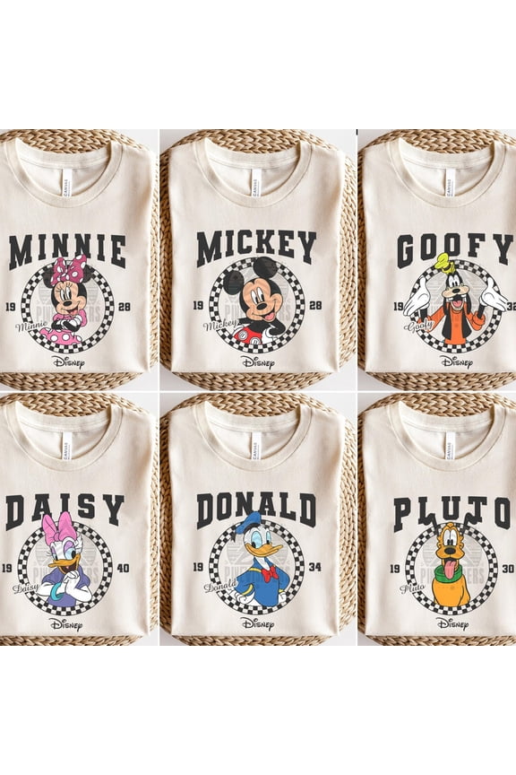 Disney Mickey And Friends Checkered Circle Retro Shirt Mickey Minnie T-shirt Gift Tee Disn