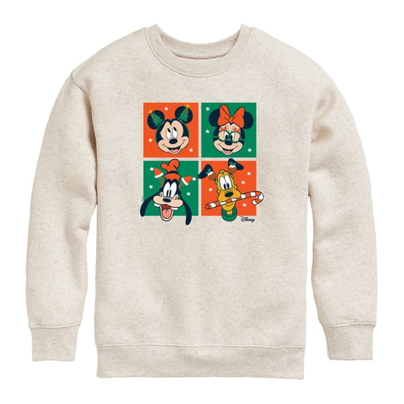 Disney - Mickey And Friends Christmas Grid - Toddler Boys Fleece Crew Sweatshirt