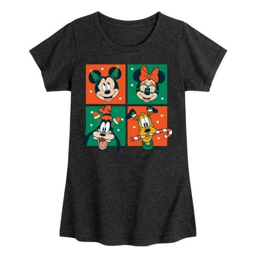 Disney - Mickey And Friends Christmas Grid - Toddler & Youth Girls Short Sleeve Graphic T-Shirt