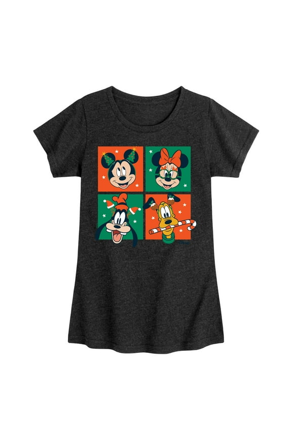 - Mickey And Friends Christmas Grid - Toddler & Youth Girls Short Sleeve Graphic T-Shirt
