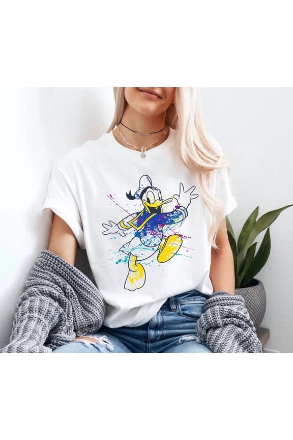 Disney Mickey And Friends Donald Duck Paint Splatter T-Shirt