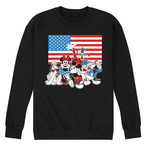 Disney - Mickey And Friends Flag - Men's Crew Neck Fleece Pullover