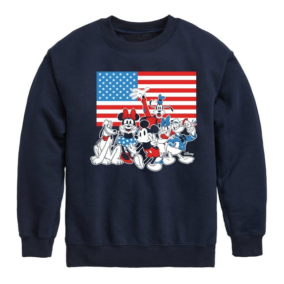 Disney - Mickey And Friends Flag - Toddler & Youth Crewneck Fleece Sweatshirt