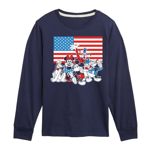 Disney - Mickey And Friends Flag - Toddler & Youth Long Sleeve Graphic T-Shirt