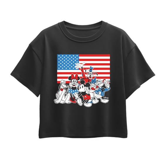 Disney - Mickey And Friends Flag - Youth Girls Boxy T-Shirt