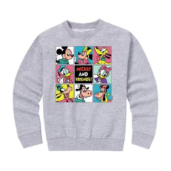 Disney - Mickey And Friends Grid Boys' Graphic Long Sleeve Fleece Sweatshirt
