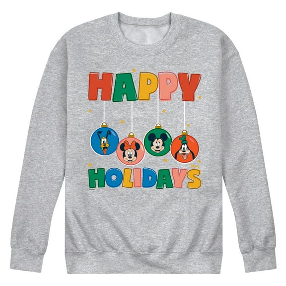Disney - Mickey And Friends Happy Holidays Ornaments - Men's Crew Fleece Sweatshirt Sweatshirt