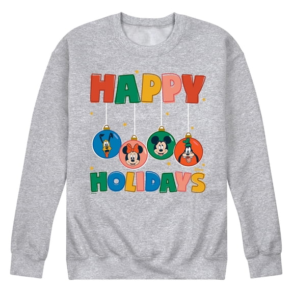 Disney - Mickey And Friends Happy Holidays Ornaments - Men's Crew Fleece Sweatshirt Sweatshirt