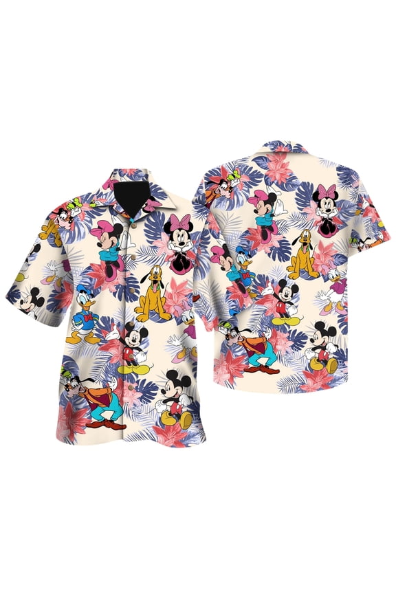 Disney Mickey And Friends Hawaiian Shirt, Disneyland Tropical Hawaiian Shirt, Mickey Minnie Trip Vacation Shirt, Minnie Summer Button Up