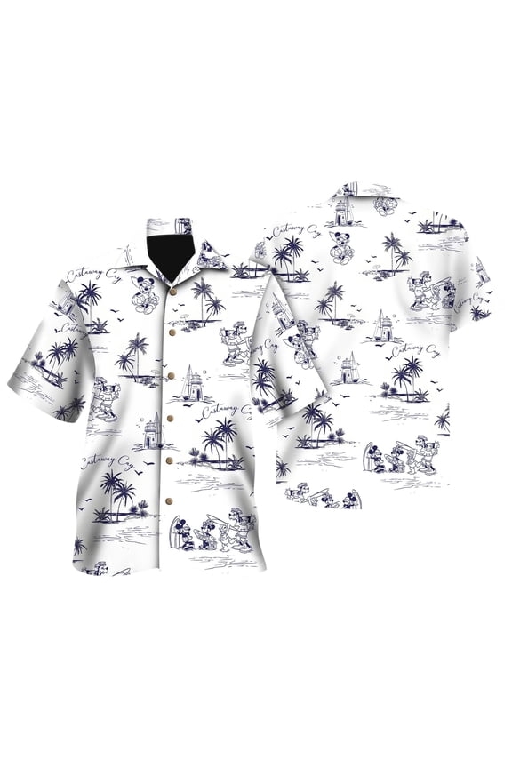 Disney Mickey And Friends On Castaway Cay Cruise Button Up, Mickey Hawaii Cruise Line Hawaiian Shirt, Disneyland Cruise Summer Beach Shirt