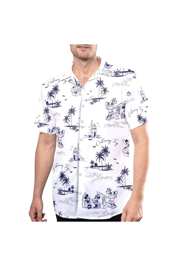 Disney Mickey And Friends On Castaway Cay Cruise Button Up, Mickey Hawaii Cruise Line Hawaiian Shirt, Disneyland Cruise Summer Beach Shirt