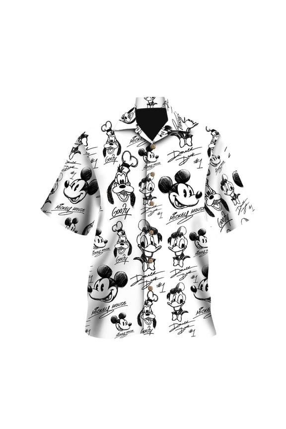 Disney Mickey And Friends Signature Hawaiian Shirt, Mickey Mouse Donald Duck Goofy Hawaii Shirts, Disneyland Summer Trip Button Shirt