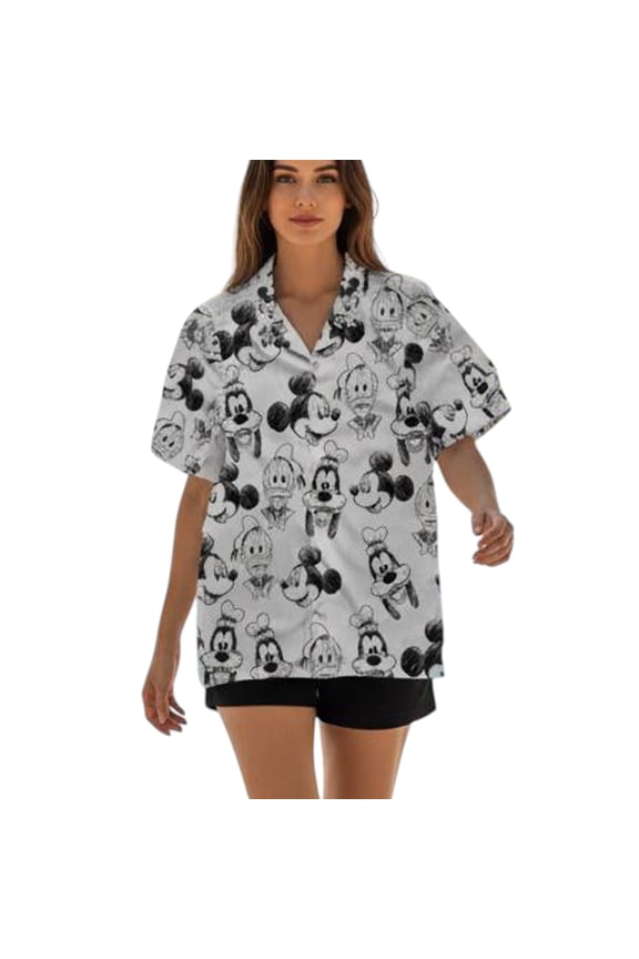 Disney Mickey And Friends Sketch Art Hawaiian Shirt, Mickey Mouse Donald Duck Goofy Hawaii Shirts, Disneyland Summer Trip, Walt Disney World