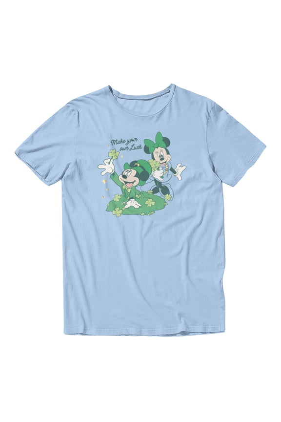 Mickey And Friends St. Patrick's Make Luck Men's T Shirt (Light Blue, S-XXXL)