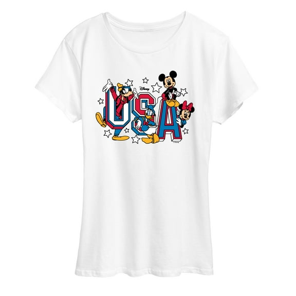 Disney - Mickey And Friends Usa - Women's Short Sleeve Graphic T-Shirt