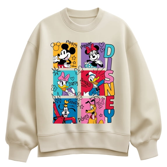 Disney - Mickey And Friends Yearbook - Women's Oversized Fleece Crew Sweatshirt