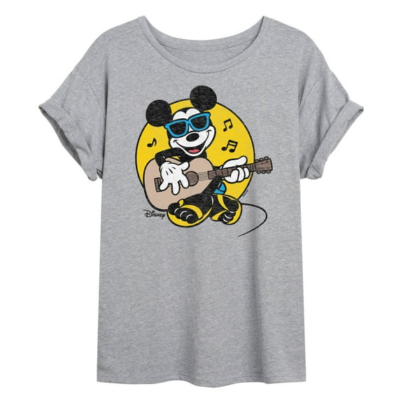 Disney - Mickey & Friends - Mickey Singing & Playing the Guitar - Flipflops & Sunglasses - Women's Oversized T-Shirt
