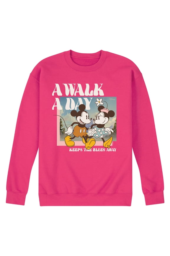 - Mickey And Minnie A Walk A Day - Men's Crew Fleece Sweatshirt Sweatshirt