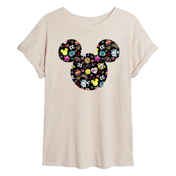 Disney - Mickey And Minnie Doodles - Women's Oversized T-Shirt