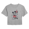 thumbnail image 1 of Disney - Mickey And Minnie Heart - Juniors Cropped Short Sleeve Graphic T-Shirt, 1 of 4