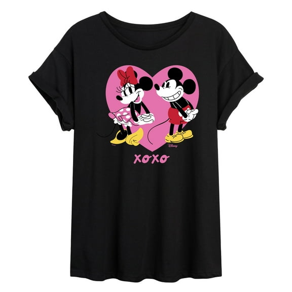 Disney - Mickey And Minnie Heart - Women's Oversized T-Shirt