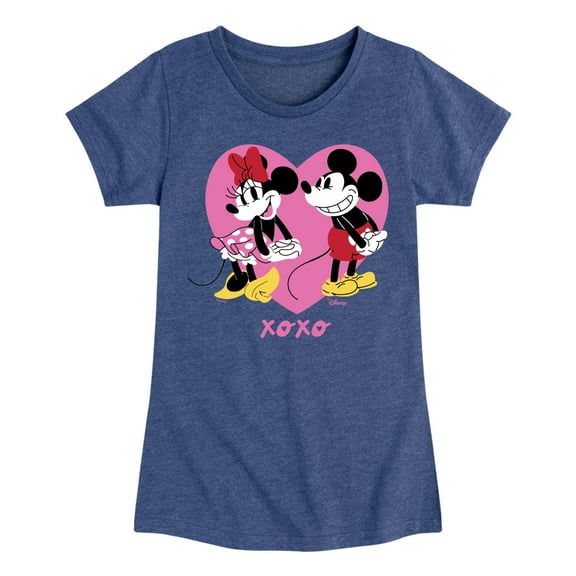 Disney - Mickey And Minnie Heart - Toddler & Youth Girls Short Sleeve Graphic T-Shirt