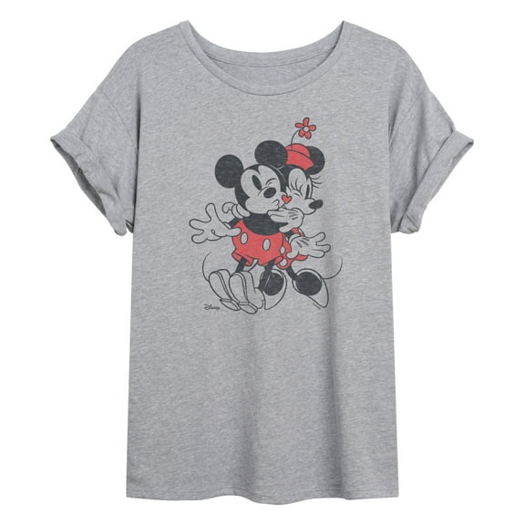 Disney - Mickey And Minnie Heart - Womens Oversized Graphic T-Shirt