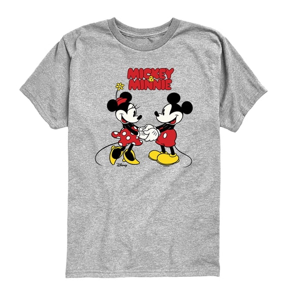 Disney - Mickey And Minnie Holding Hands - Youth Boys Short Sleeve Graphic T-Shirt