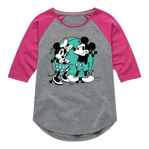 Disney - Mickey And Minnie Mouse - Toddler & Youth Girls Raglan Graphic T-Shirt