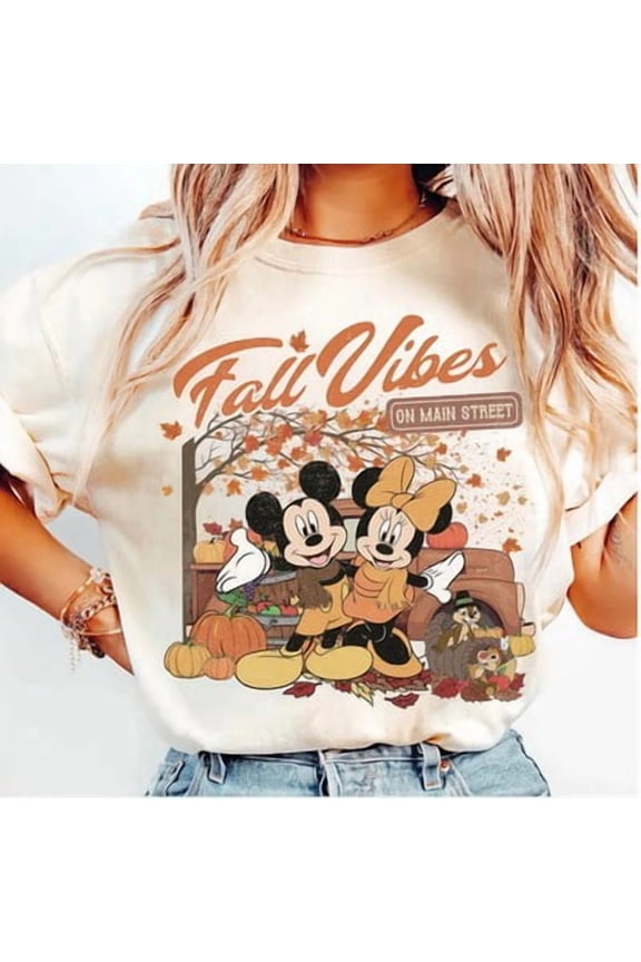 Mickey And Minnie Pumpkin Thanksgiving T-Shirt Unisex, S-5XL
