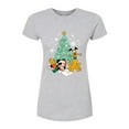 thumbnail image 1 of Disney - Mickey And Pluto Xmas Tree - Juniors Fitted Graphic T-Shirt, 1 of 5