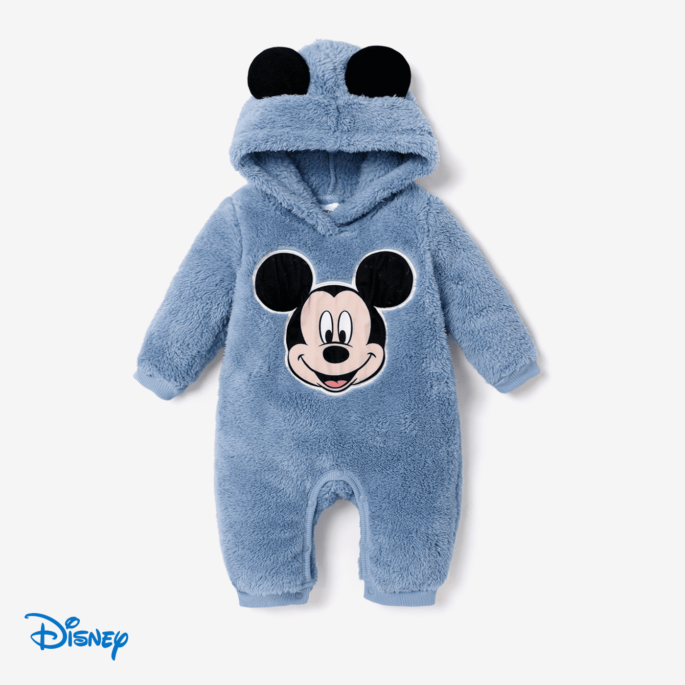 Disney Mickey Baby Boys Girls Fleece Bodysuits 3D Ears Graphic Furry Hoodie Romper Gifts Sizes 0/3-18M