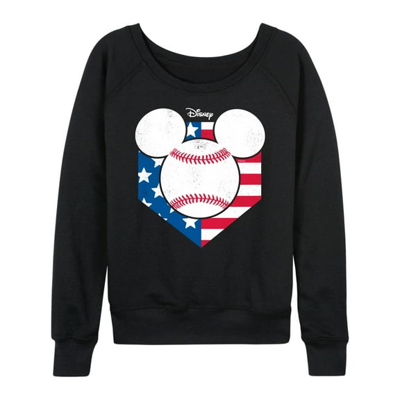 Disney - Mickey Baseball Flag Diamond - Women's Lightweight French Terry Long Sleeve Shirt
