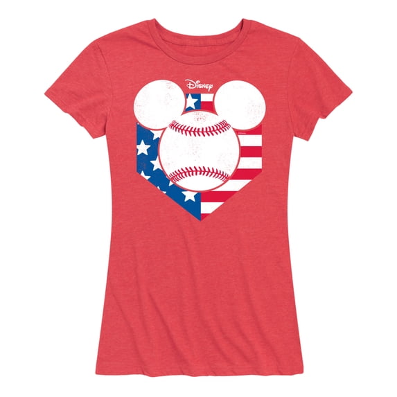 Disney - Mickey Baseball Flag Diamond - Women's Short Sleeve Graphic T-Shirt