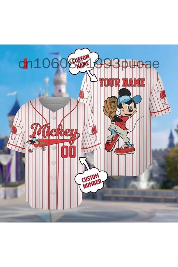 Disney Mickey Baseball Jersey Men's Women's Tee Tops Disney 50th Anniversary Shirt T-Shirt