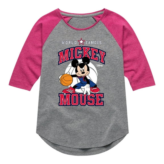 Disney - Mickey Basketball Jersey - Toddler And Youth Girls Raglan Graphic T-Shirt