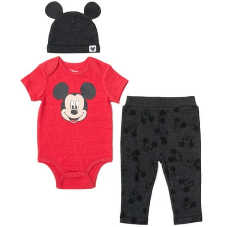 Disney Mickey Bodysuit Pant Hat Outfit Set (Infant Boy's or Girl's)